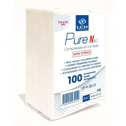 Compresses Non tissées Non Stériles Pure N40 - 7,5x7,5cm - Lot de 100 - LCH